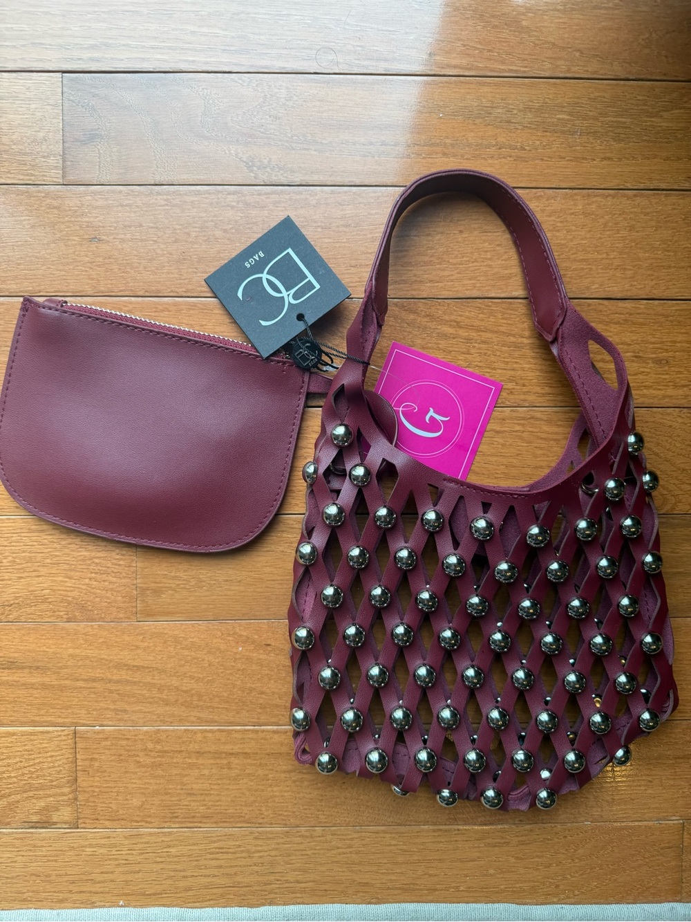 Studded Hobo Bag w/ removable pouch